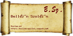 Bellán Szolón névjegykártya